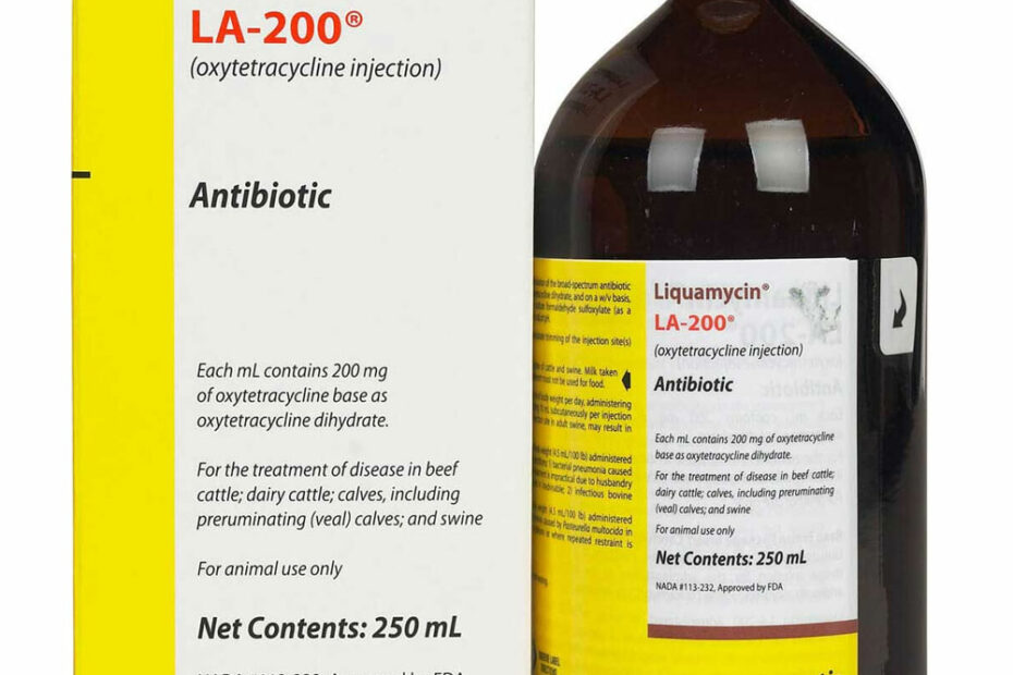 Liquamycin La-200 (Oxytetracycline) Antibiotic Injection, 250 Ml | On Sale  | Entirelypets Rx